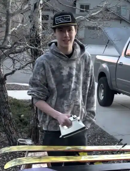 bennett ironing his skis