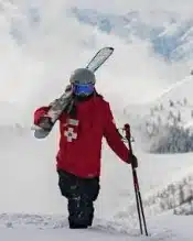 harlan carrying skis